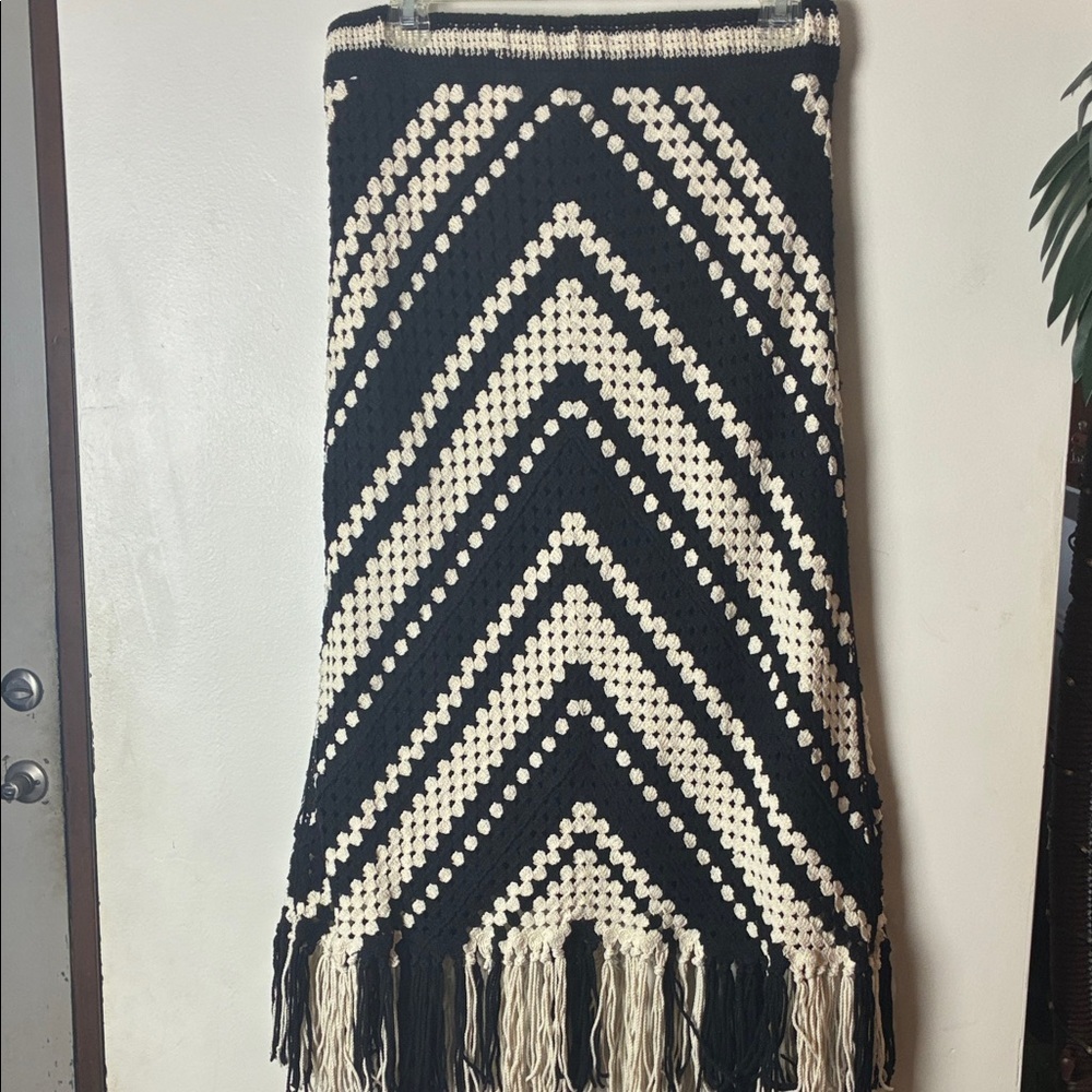 Ultra Pink Black and Cream Chevron Maxi Skirt​